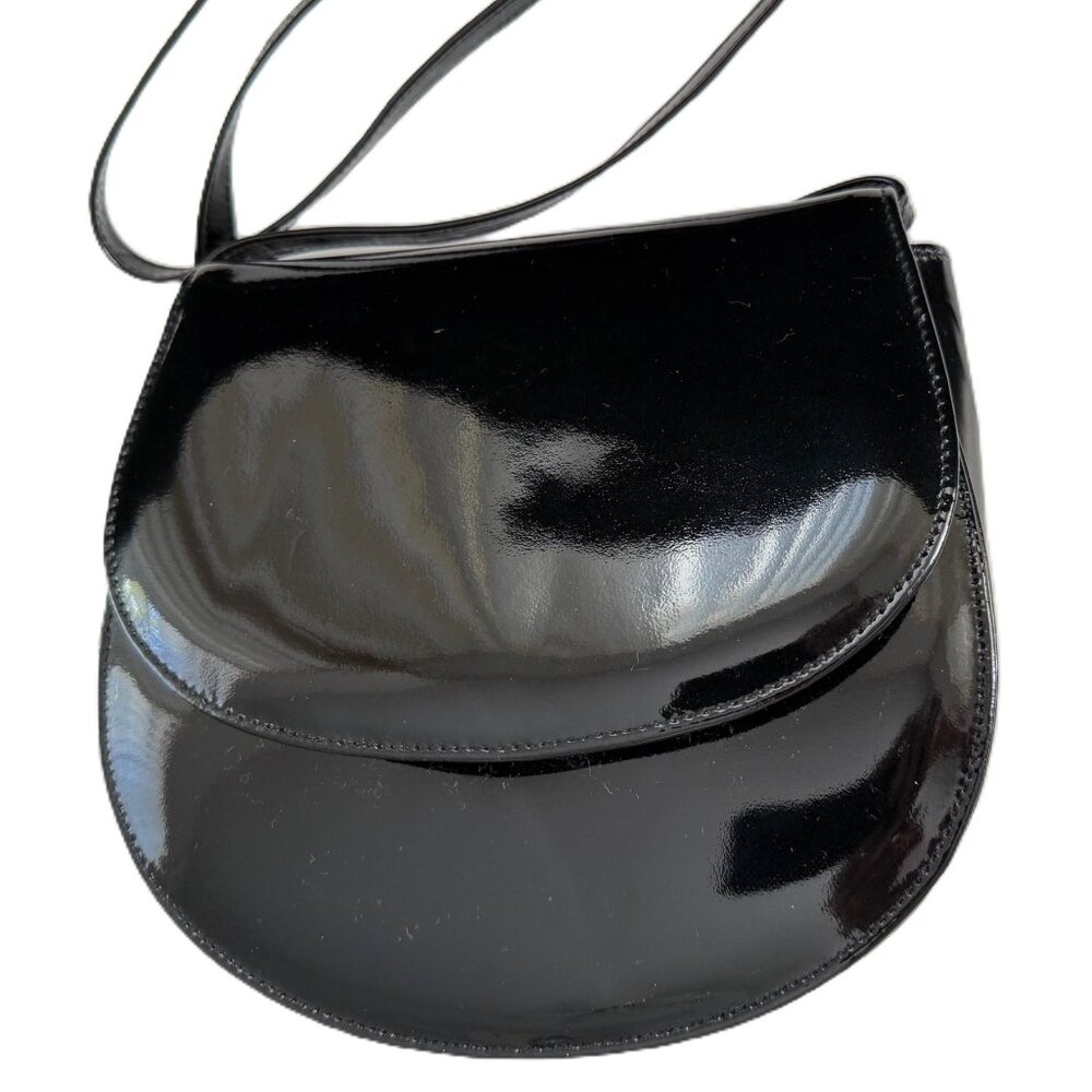 Black patent leather bag, can be clutch, shoulder bag, crossbody or hand held